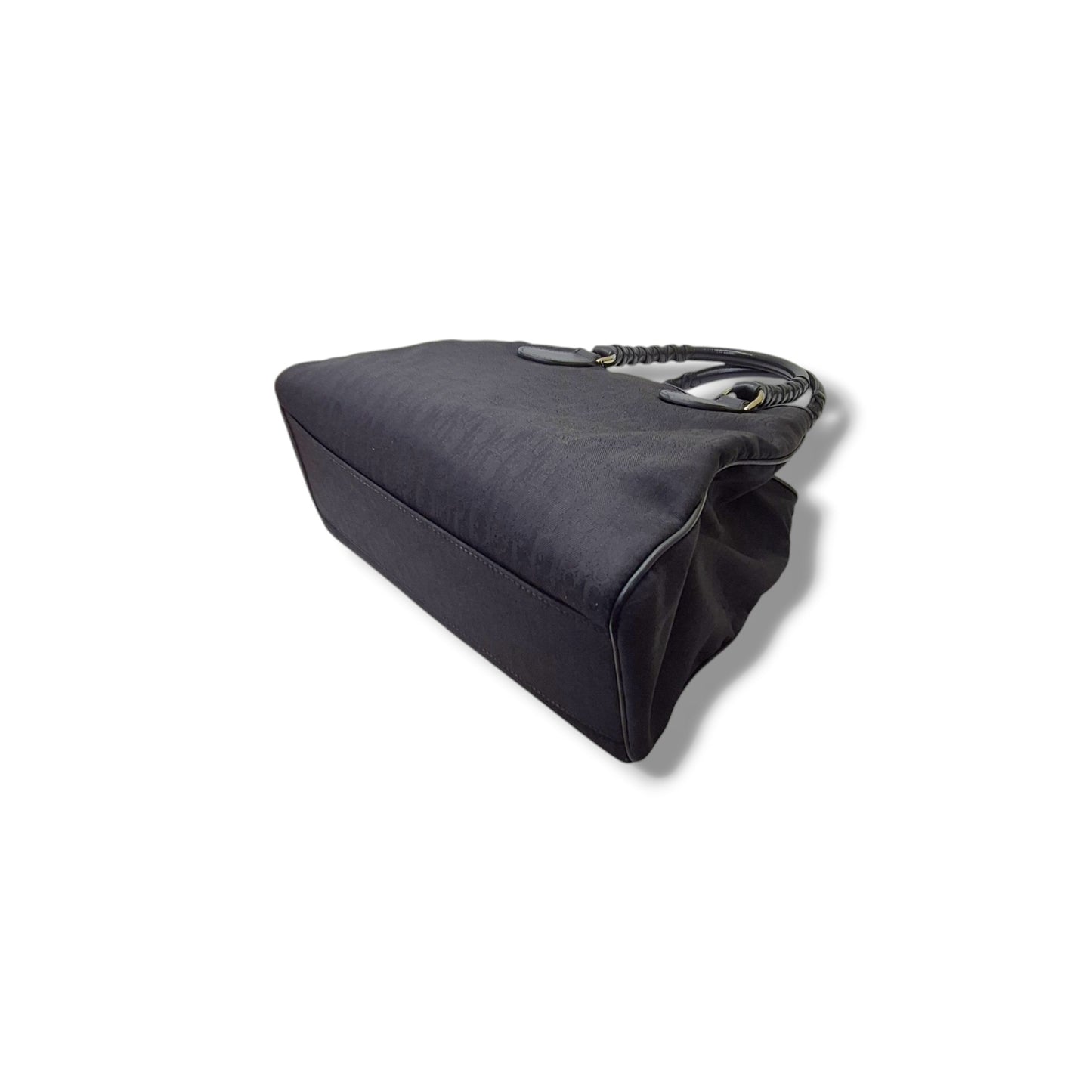 Christian Dior Oblique Trotter Canvas Double Pocket Tote Ghw (Navy Blue)