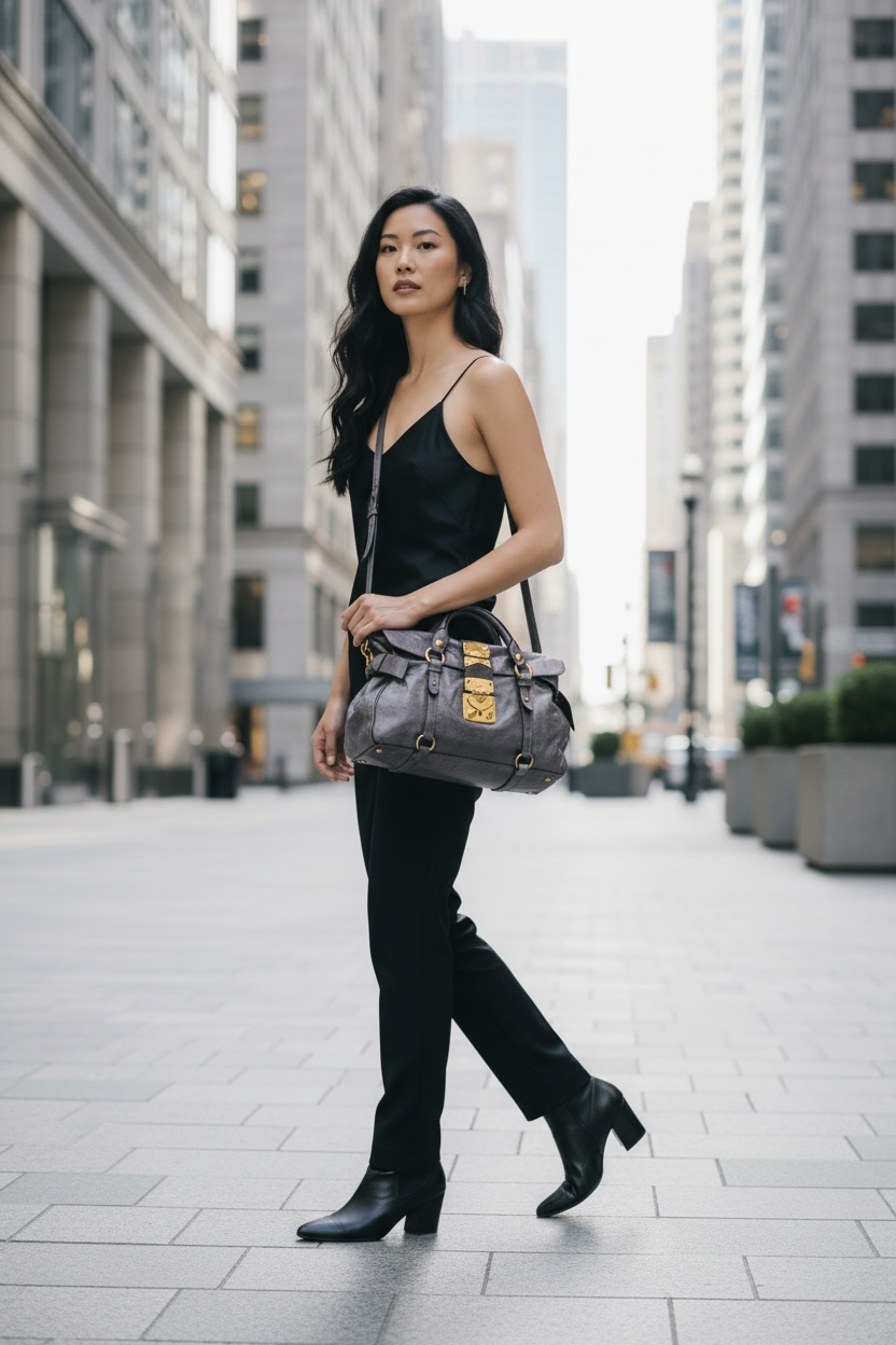 Miu Miu Vitello Lux Side Bow Leather Tote Ghw (Grey)