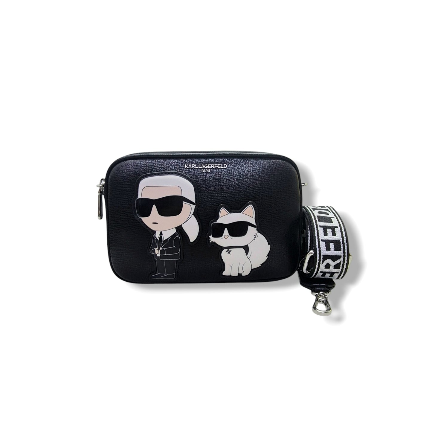 Karl Lagerfeld Maybelle Leather Round Head Duo Camera Bag Shw (Black)