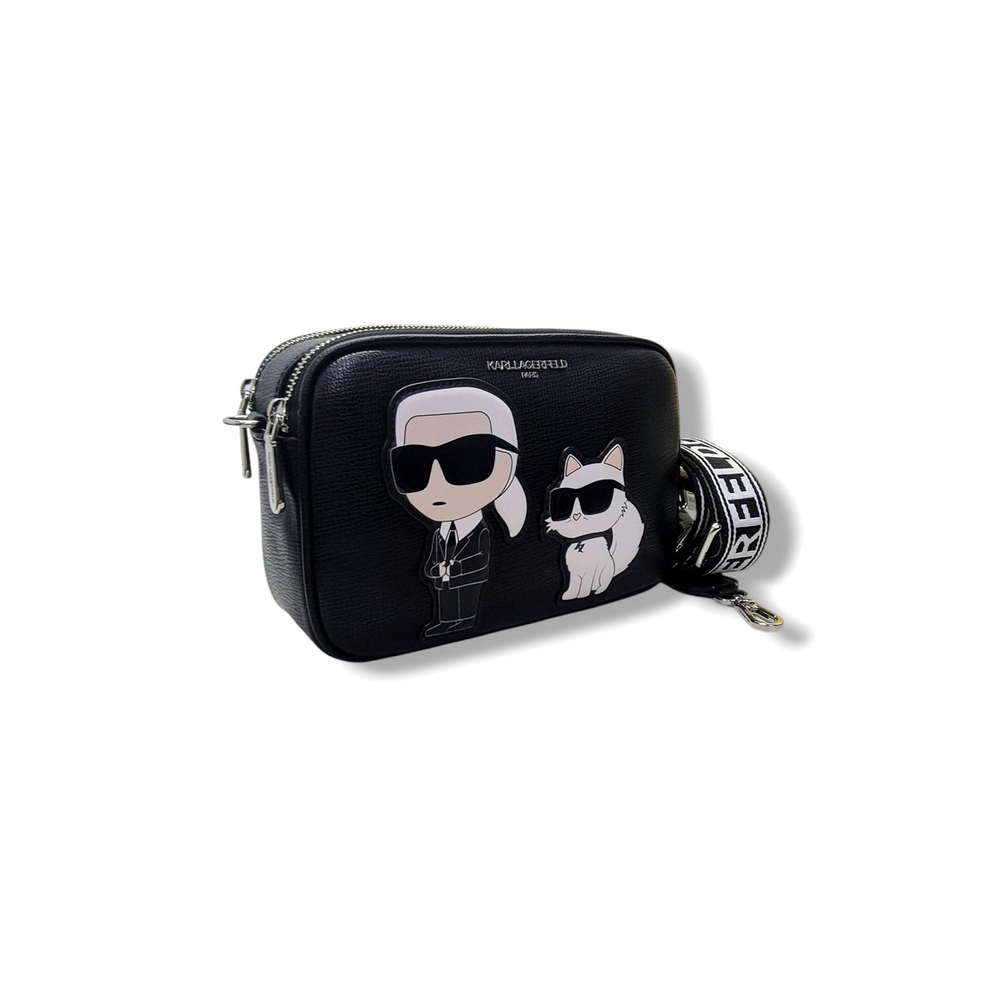 Karl Lagerfeld Maybelle Leather Round Head Duo Camera Bag Shw (Black)