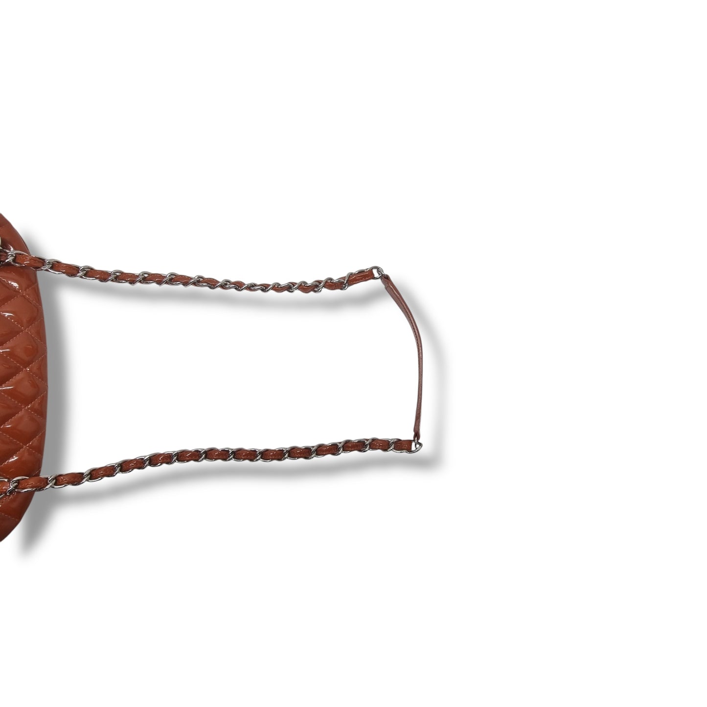 Chanel Mademoiselle Patent Leather Bowler Bag Shw (Brown)