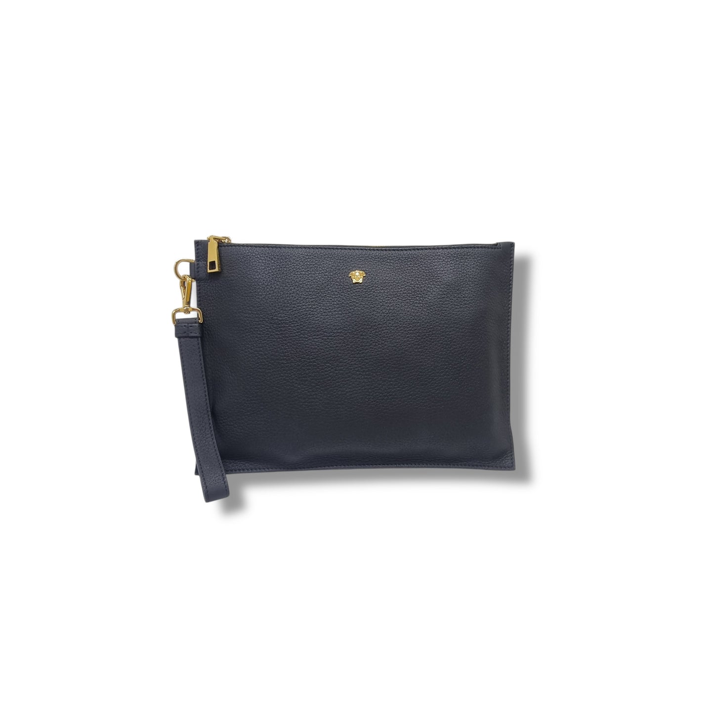 Versace Medusa Leather Wrist Clutch Ghw (Black)