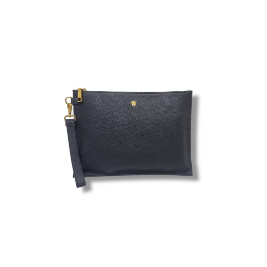 Versace Medusa Leather Wrist Clutch Ghw (Black)