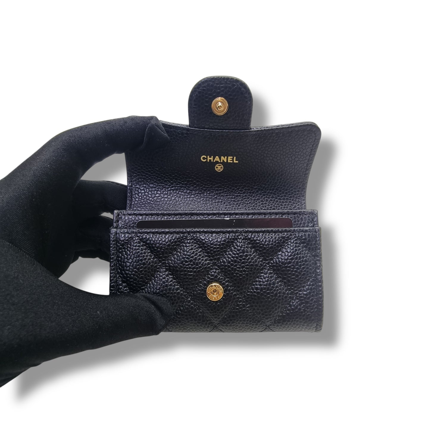 Chanel Classic Flap Card Holder Caviar Ghw (Black)