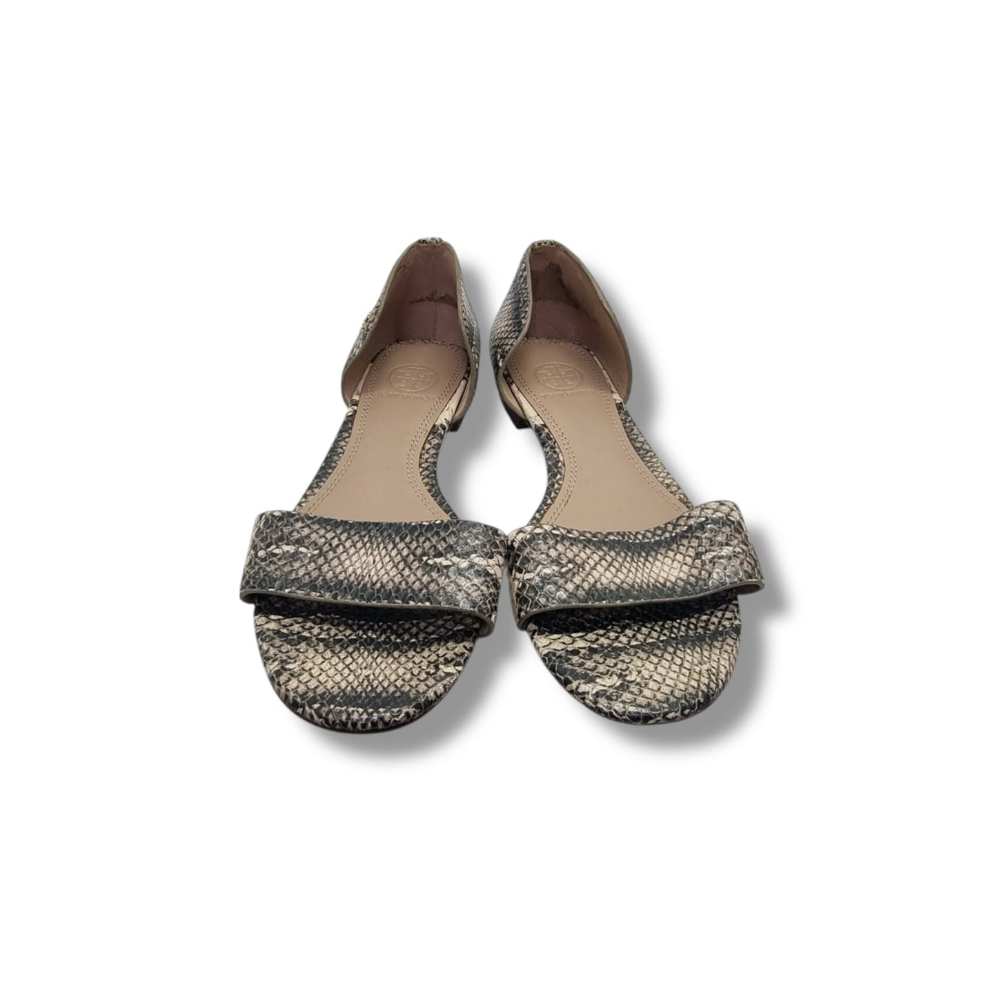 Tory Burch Savannah Flat Sandals Snakeskin Print (Black/Ivory)