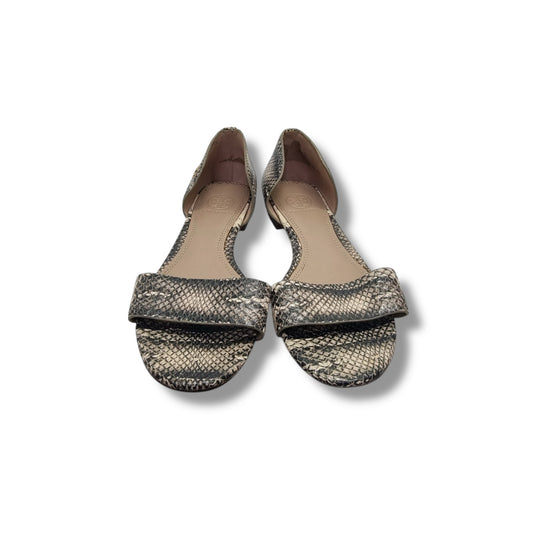 Tory Burch Savannah Flat Sandals Snakeskin Print (Black/Ivory)