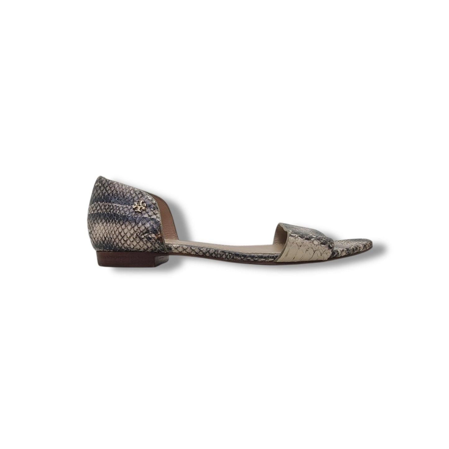 Tory Burch Savannah Flat Sandals Snakeskin Print (Black/Ivory)