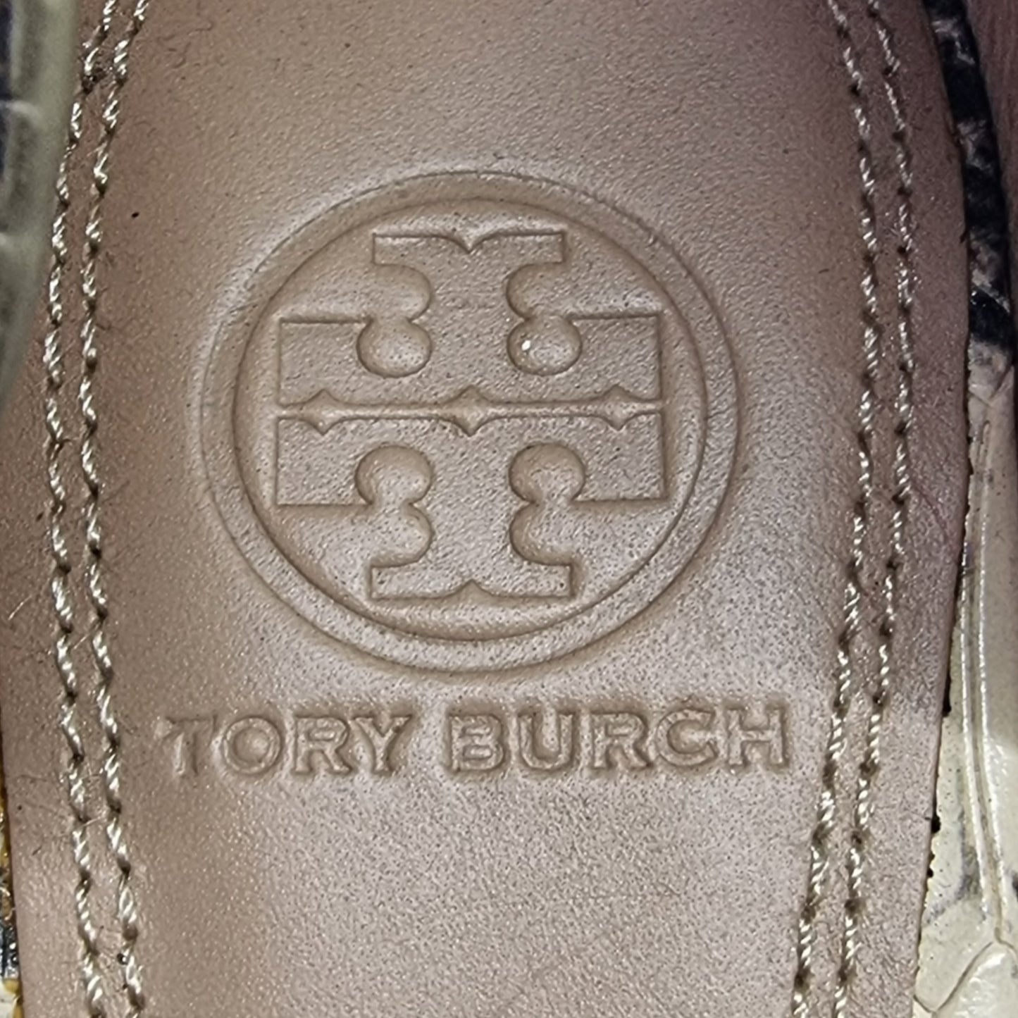 Tory Burch Savannah Flat Sandals Snakeskin Print (Black/Ivory)