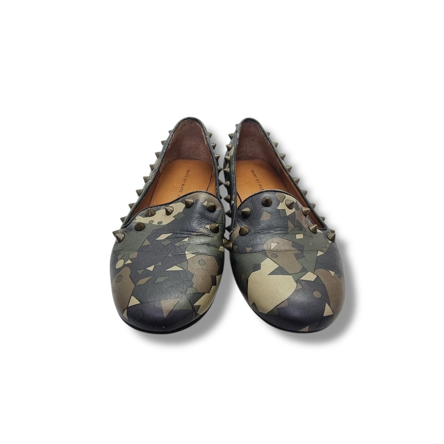 Marc Jacobs Leather Printed Loafers Studded (Camouflage)