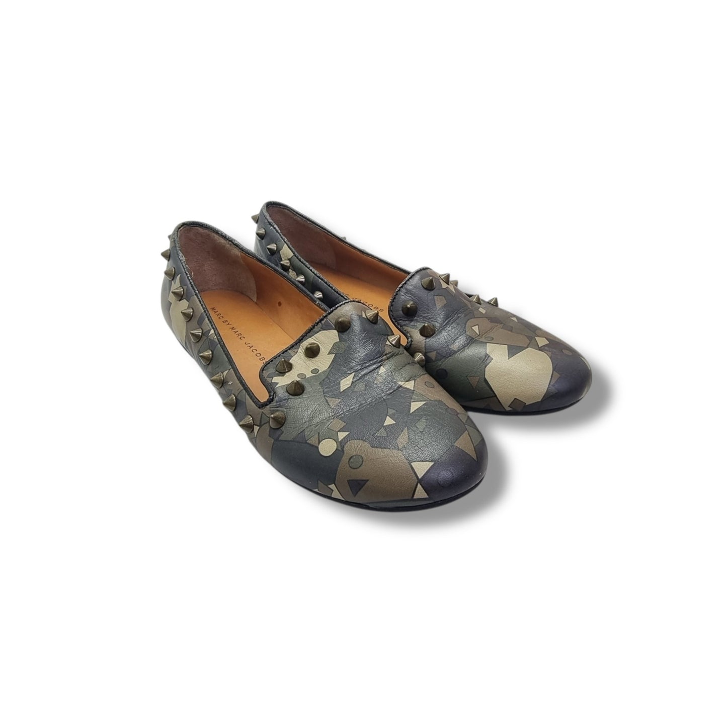 Marc Jacobs Leather Printed Loafers Studded (Camouflage)