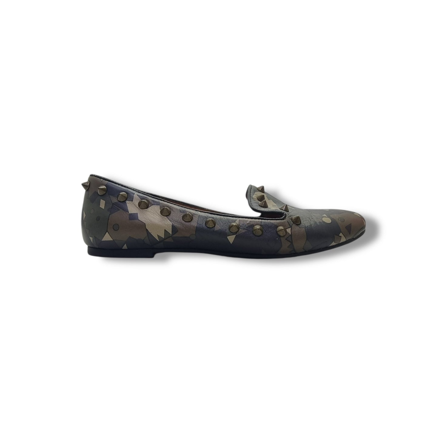 Marc Jacobs Leather Printed Loafers Studded (Camouflage)