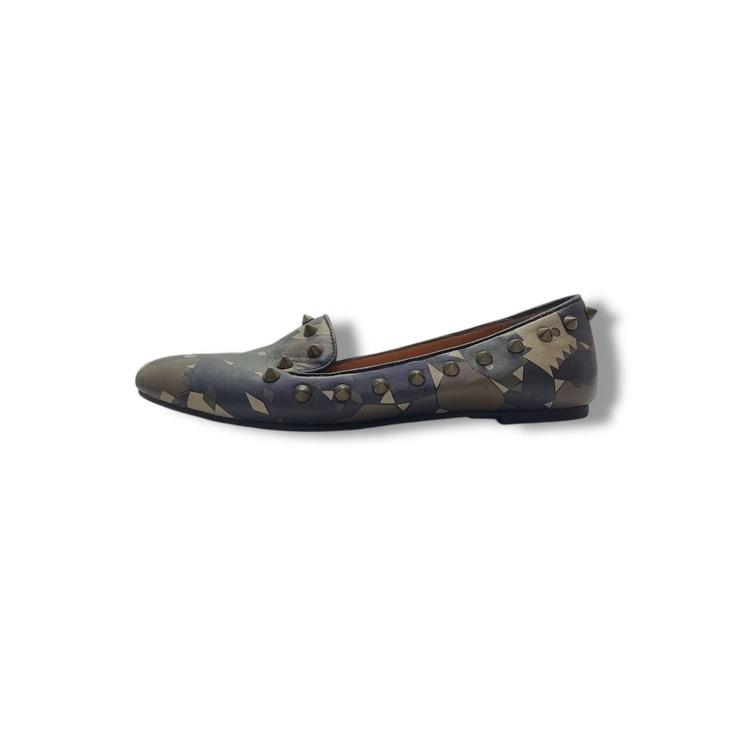 Marc Jacobs Leather Printed Loafers Studded (Camouflage)