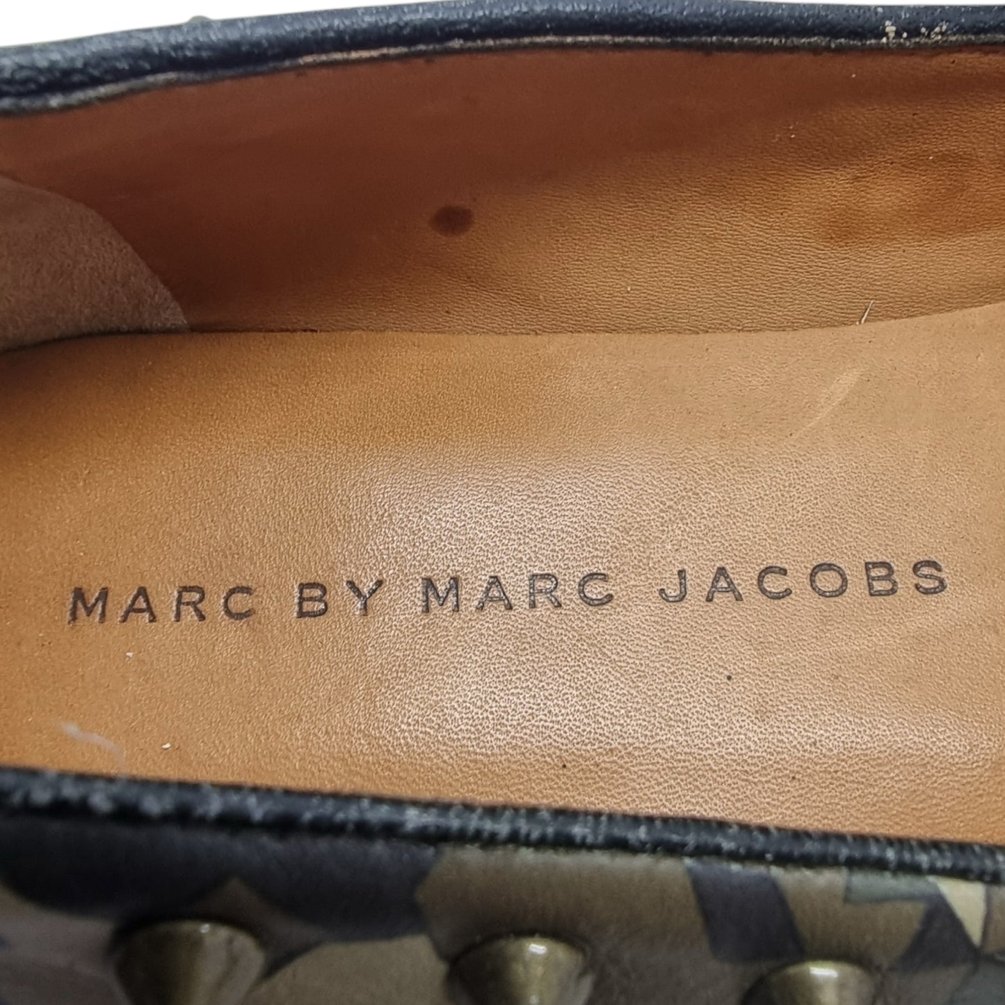 Marc Jacobs Leather Printed Loafers Studded (Camouflage)