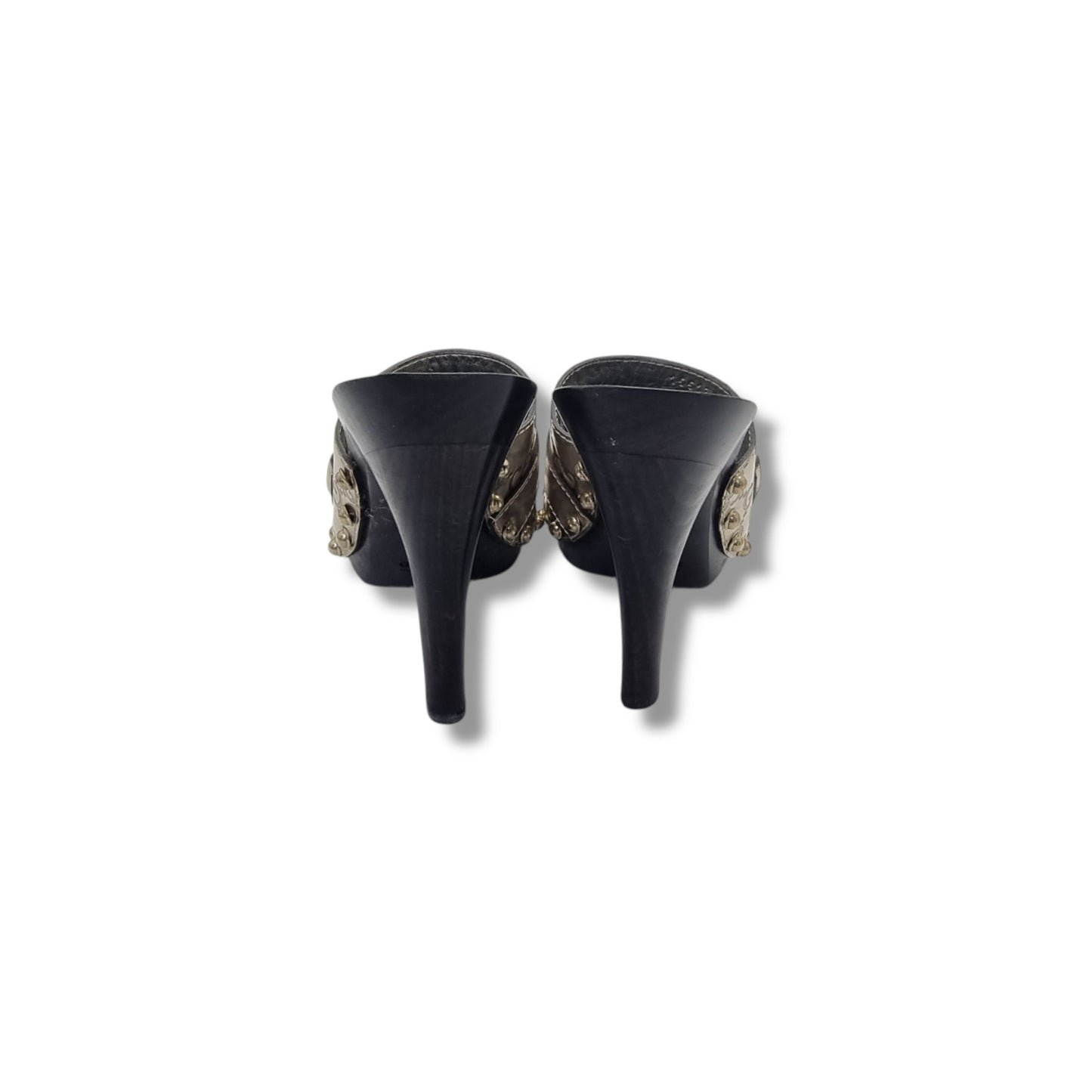 Gucci GG Horsebit Accent Slides Heels (Metallic Silver)