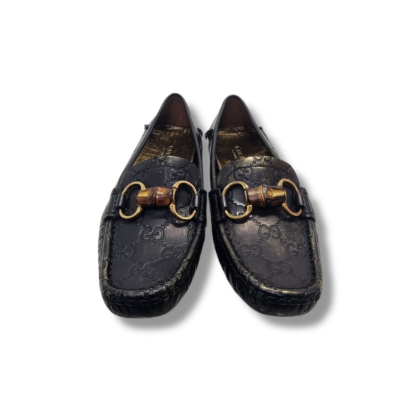 Gucci Vintage Bamboo Horsebit Moccasins Loafers Ghw (Black)