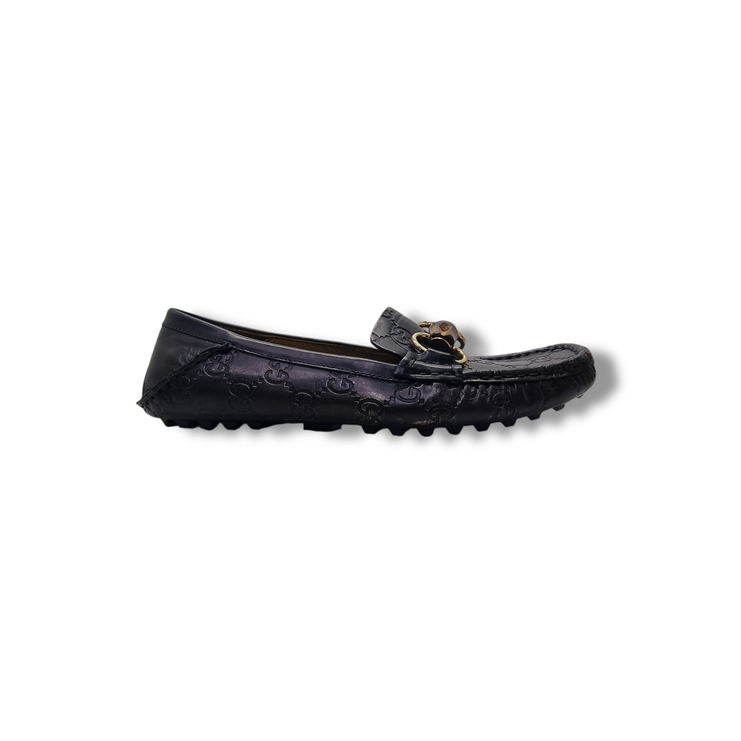 Gucci Vintage Bamboo Horsebit Moccasins Loafers Ghw (Black)