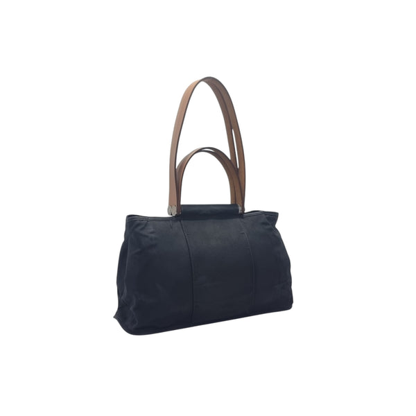 Hermes Cabag Canvas Shoulder Bag Shw (Black)