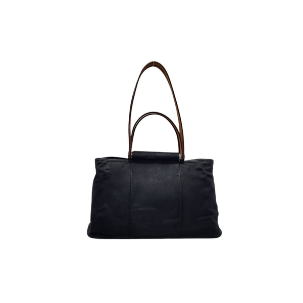 Hermes Cabag Canvas Shoulder Bag Shw (Black)