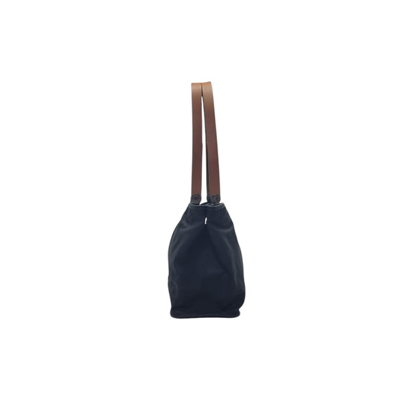 Hermes Cabag Canvas Shoulder Bag Shw (Black)