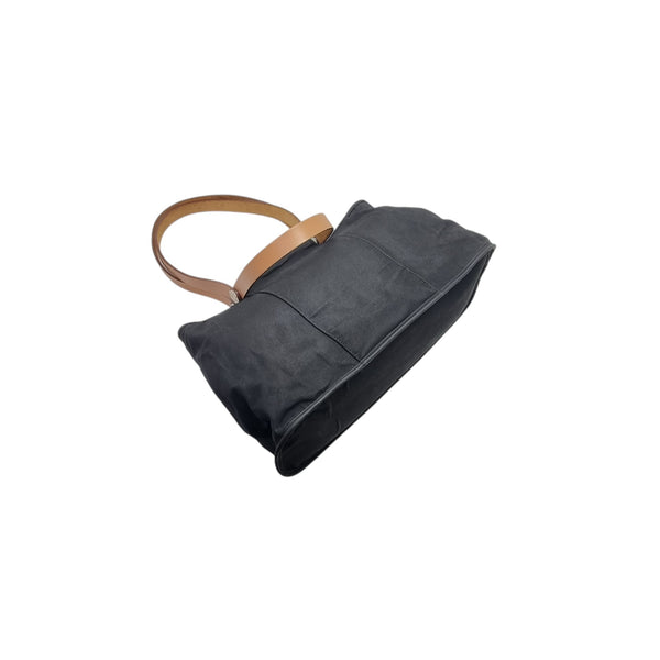 Hermes Cabag Canvas Shoulder Bag Shw (Black)