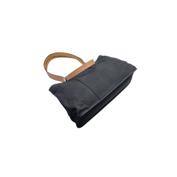 Hermes Cabag Canvas Shoulder Bag Shw (Black)