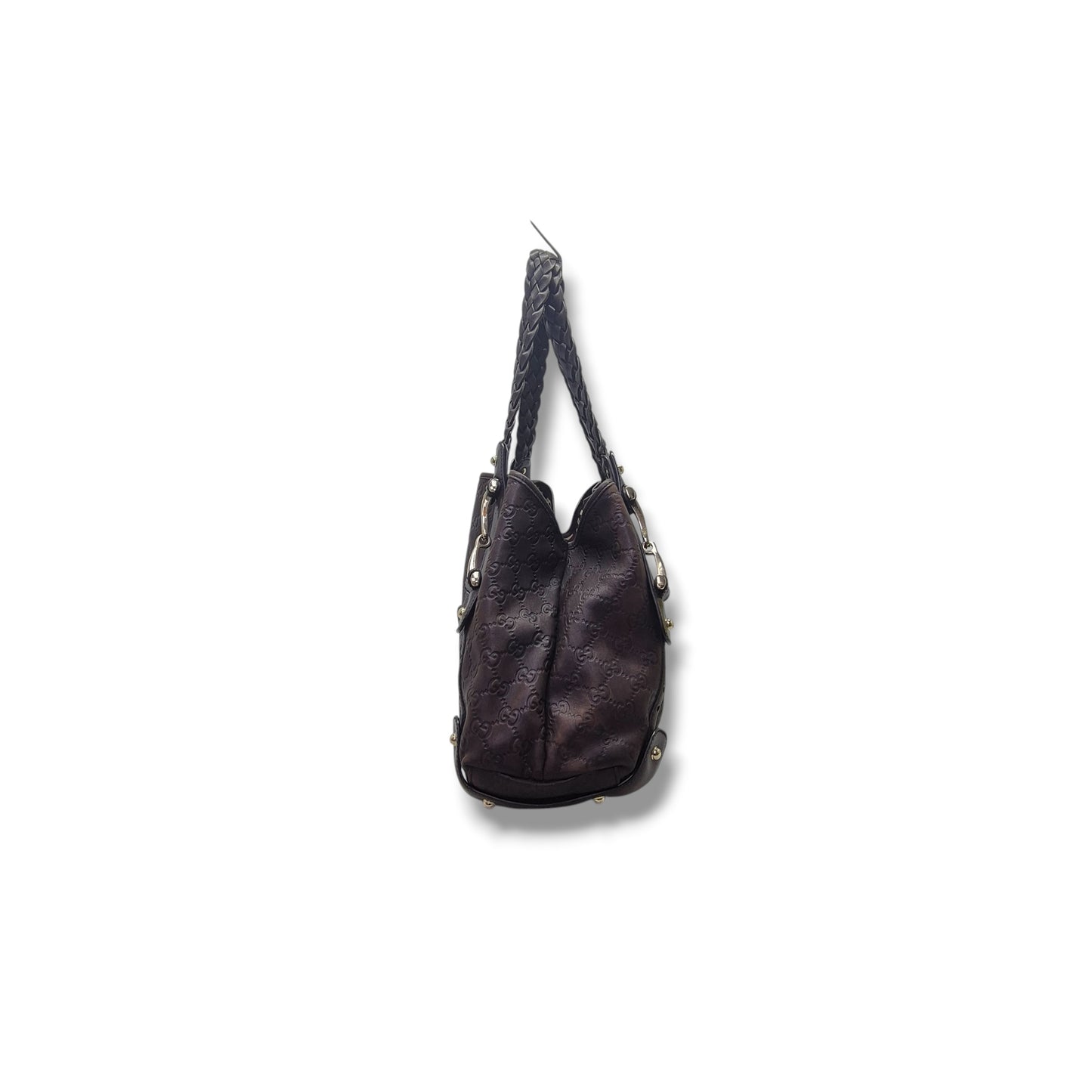 Gucci Guccissima Horsebit Pelham Leather Shoulder Bag Ghw (Brown)