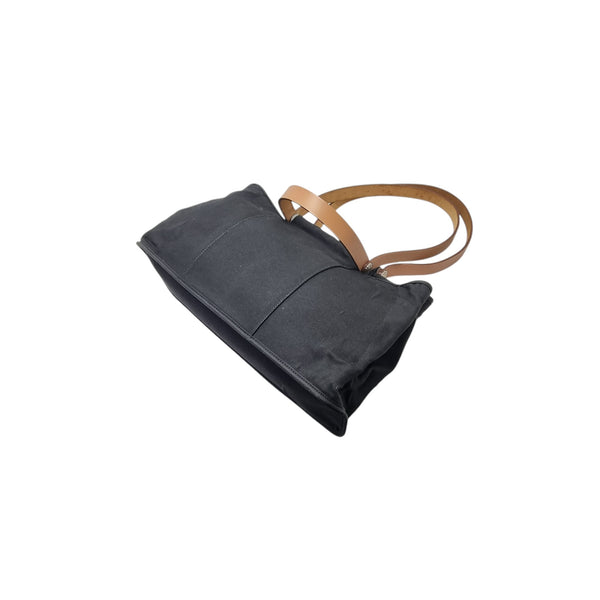 Hermes Cabag Canvas Shoulder Bag Shw (Black)