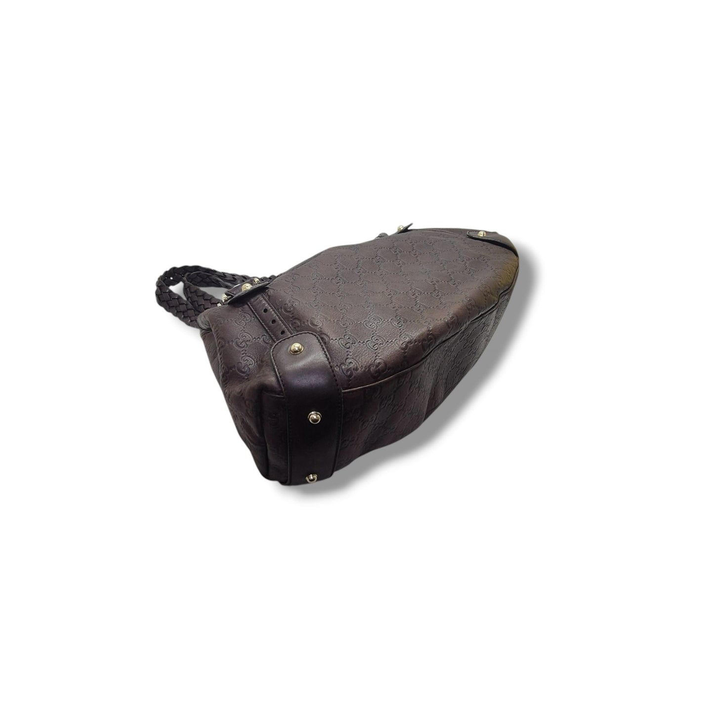 Gucci Guccissima Horsebit Pelham Leather Shoulder Bag Ghw (Brown)