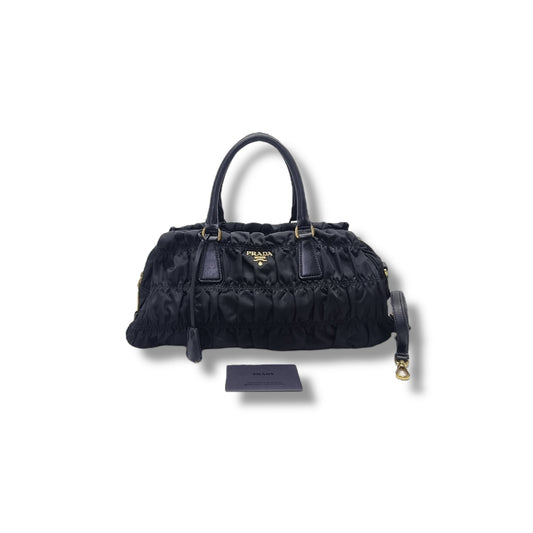 Prada B1407L Gaufre Nylon Tote Ghw (Black)