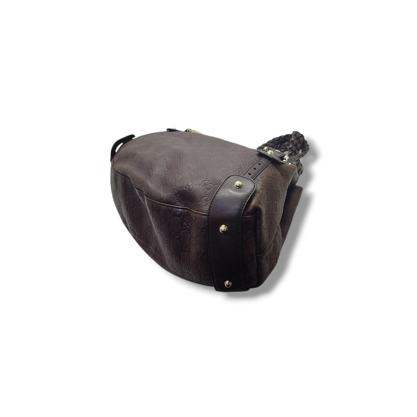 Gucci Guccissima Horsebit Pelham Leather Shoulder Bag Ghw (Brown)