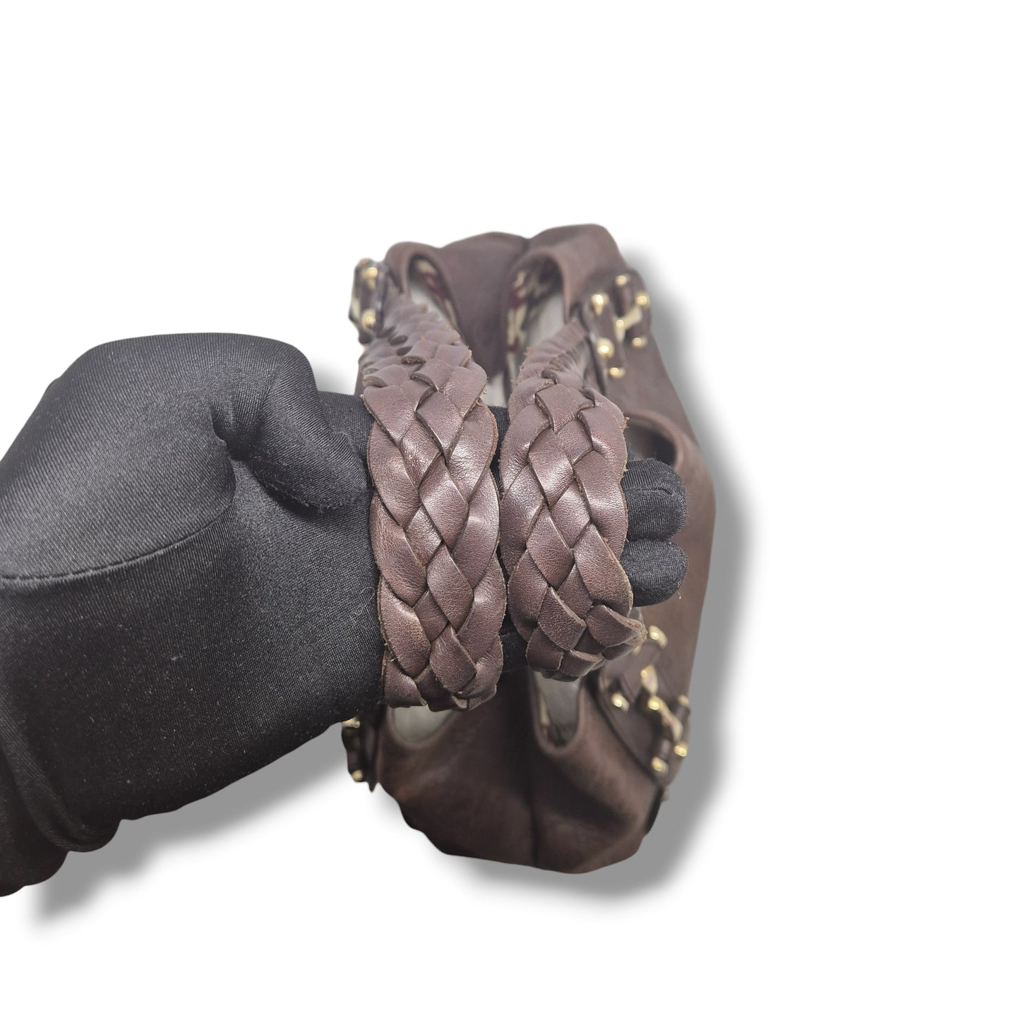 Gucci Guccissima Horsebit Pelham Leather Shoulder Bag Ghw (Brown)
