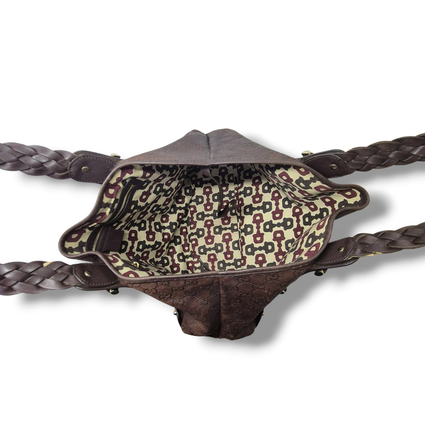 Gucci Guccissima Horsebit Pelham Leather Shoulder Bag Ghw (Brown)