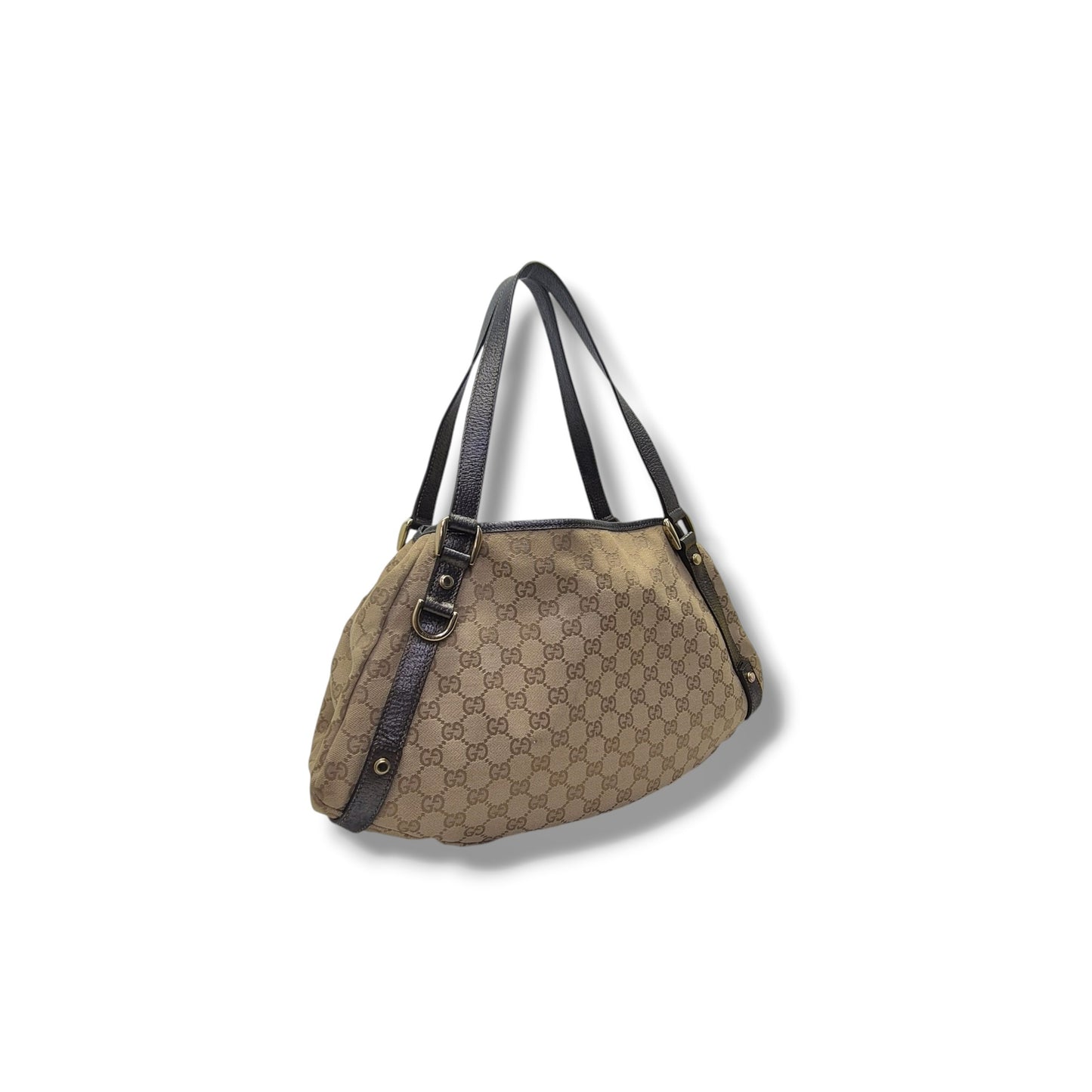 Gucci GG Canvas Abbey Hobo Bag Ghw (Beige/Dark Silver)