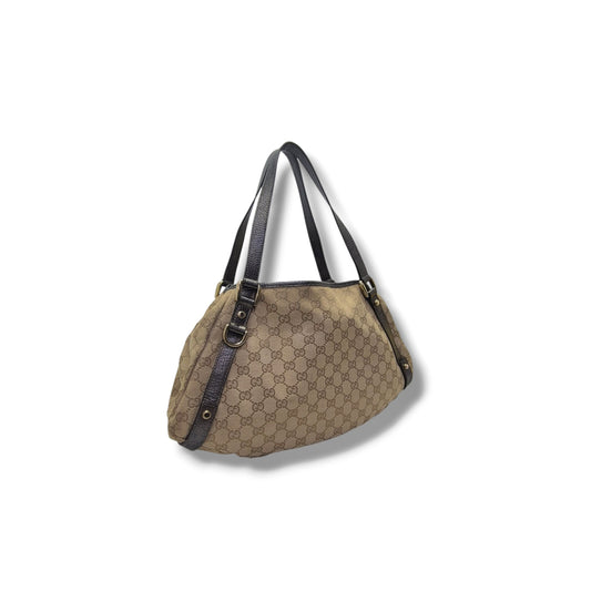 Gucci GG Canvas Abbey Hobo Bag Ghw (Beige/Dark Silver)