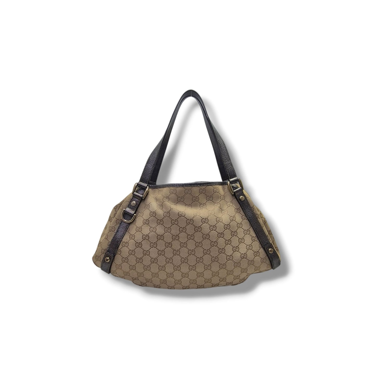 Gucci GG Canvas Abbey Hobo Bag Ghw (Beige/Dark Silver)