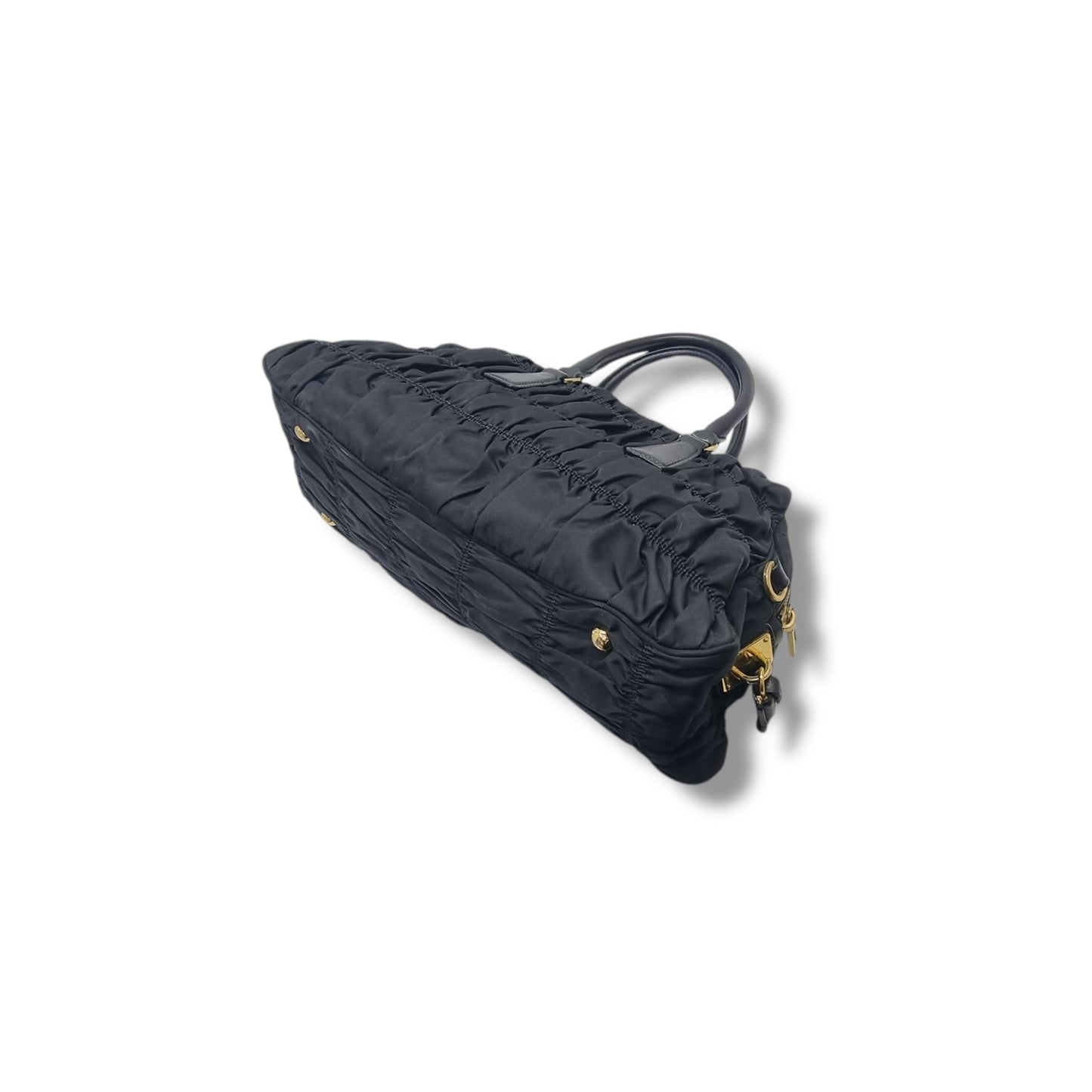Prada B1407L Gaufre Nylon Tote Ghw (Black)