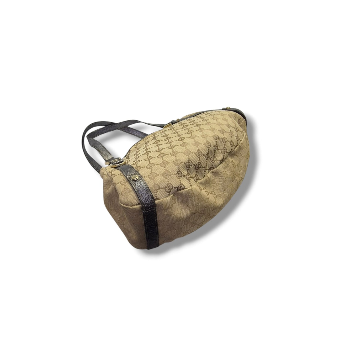 Gucci GG Canvas Abbey Hobo Bag Ghw (Beige/Dark Silver)