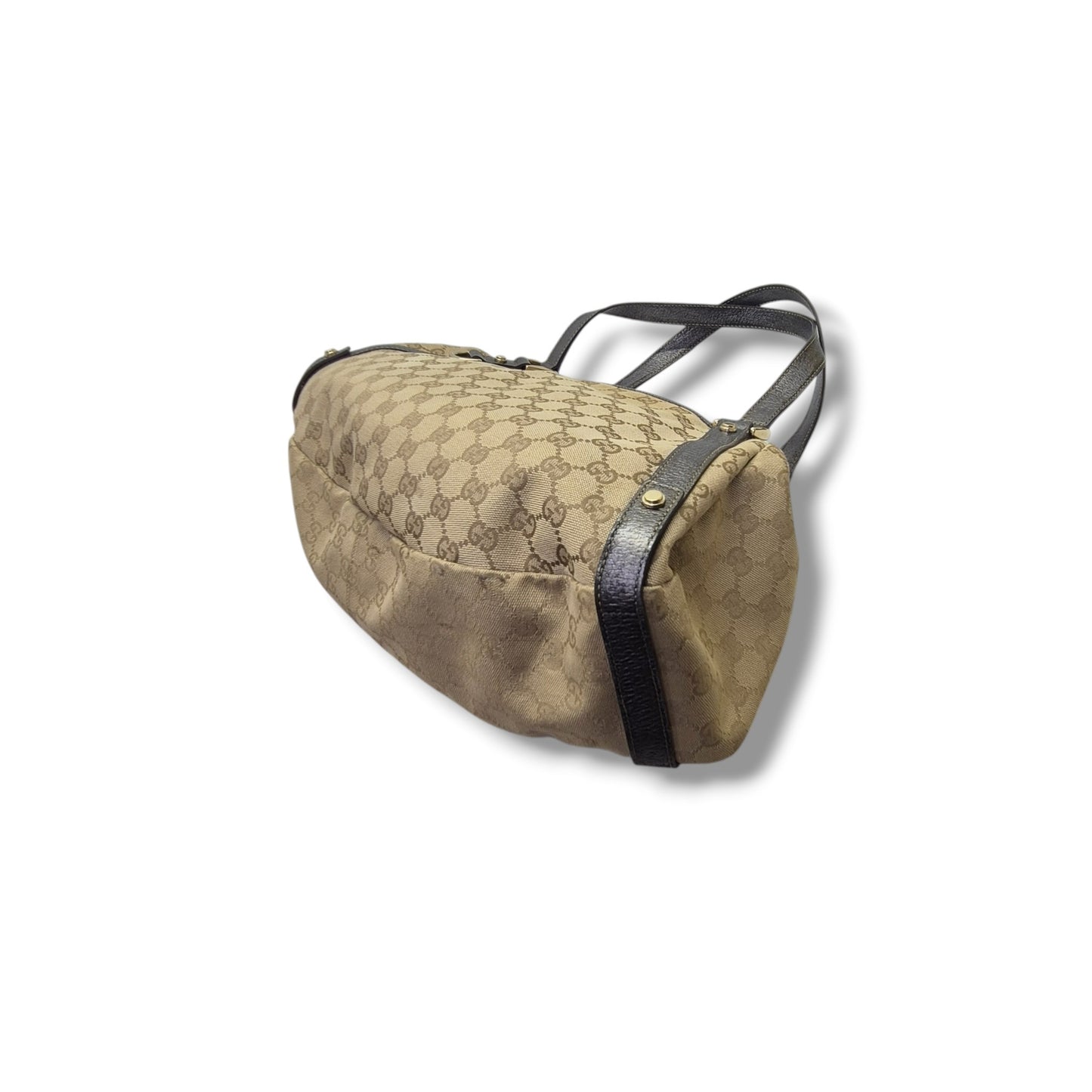 Gucci GG Canvas Abbey Hobo Bag Ghw (Beige/Dark Silver)