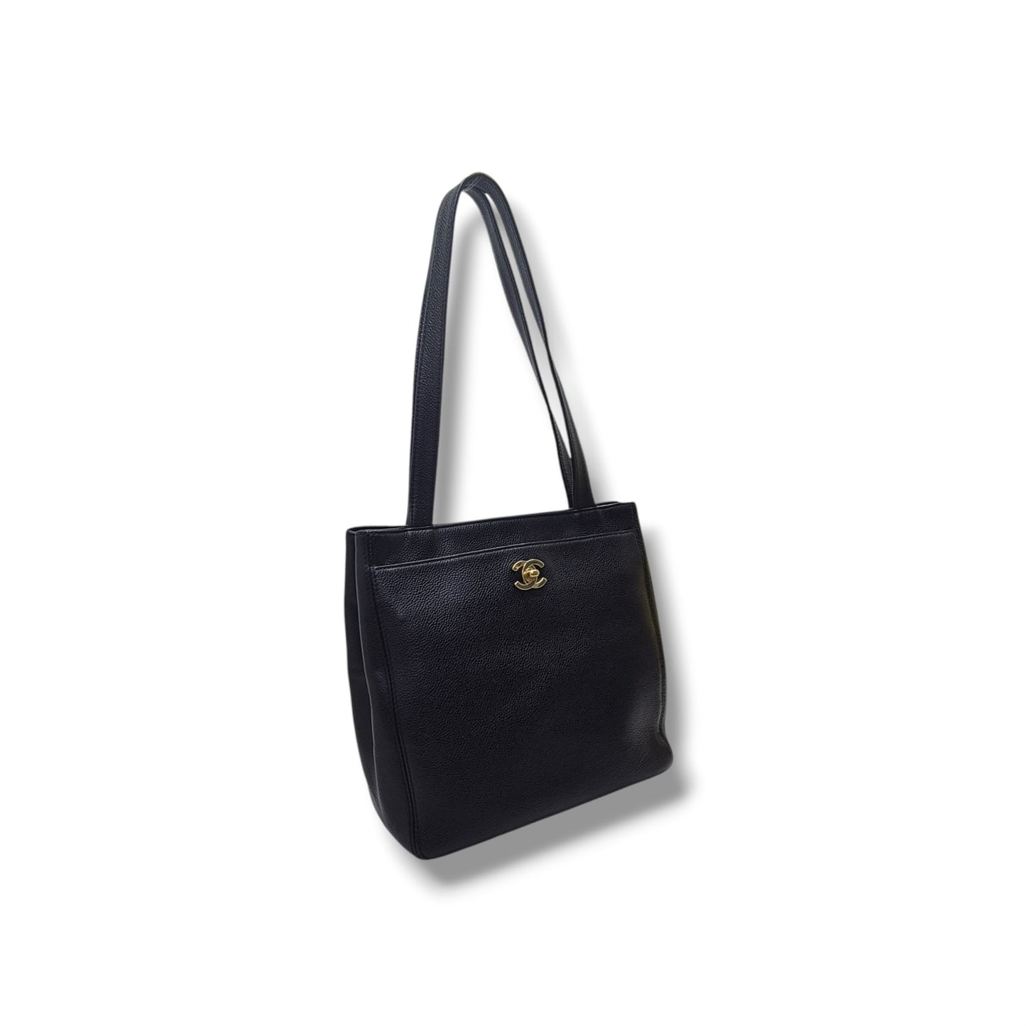 Chanel Vintage CC Turnlock Shoulder Bag Caviar Ghw (Black)