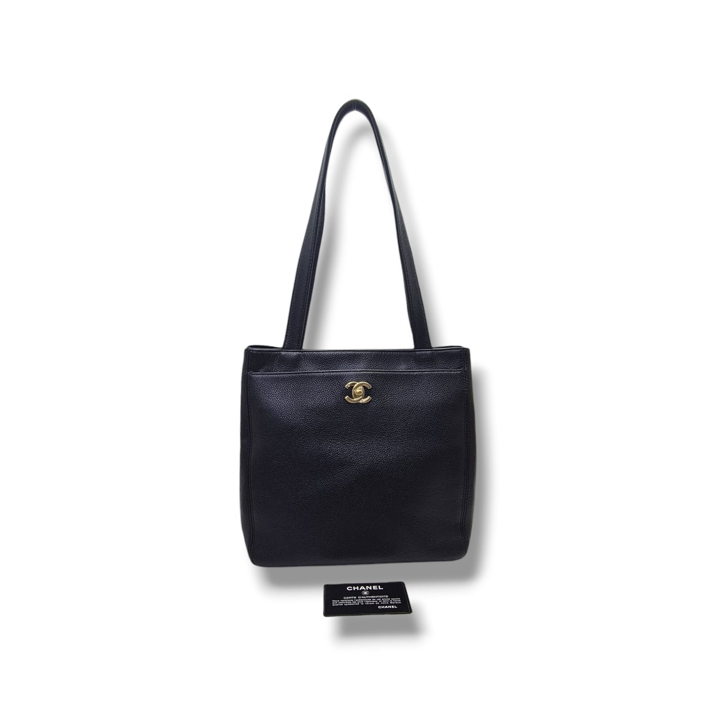 Chanel Vintage CC Turnlock Shoulder Bag Caviar Ghw (Black)