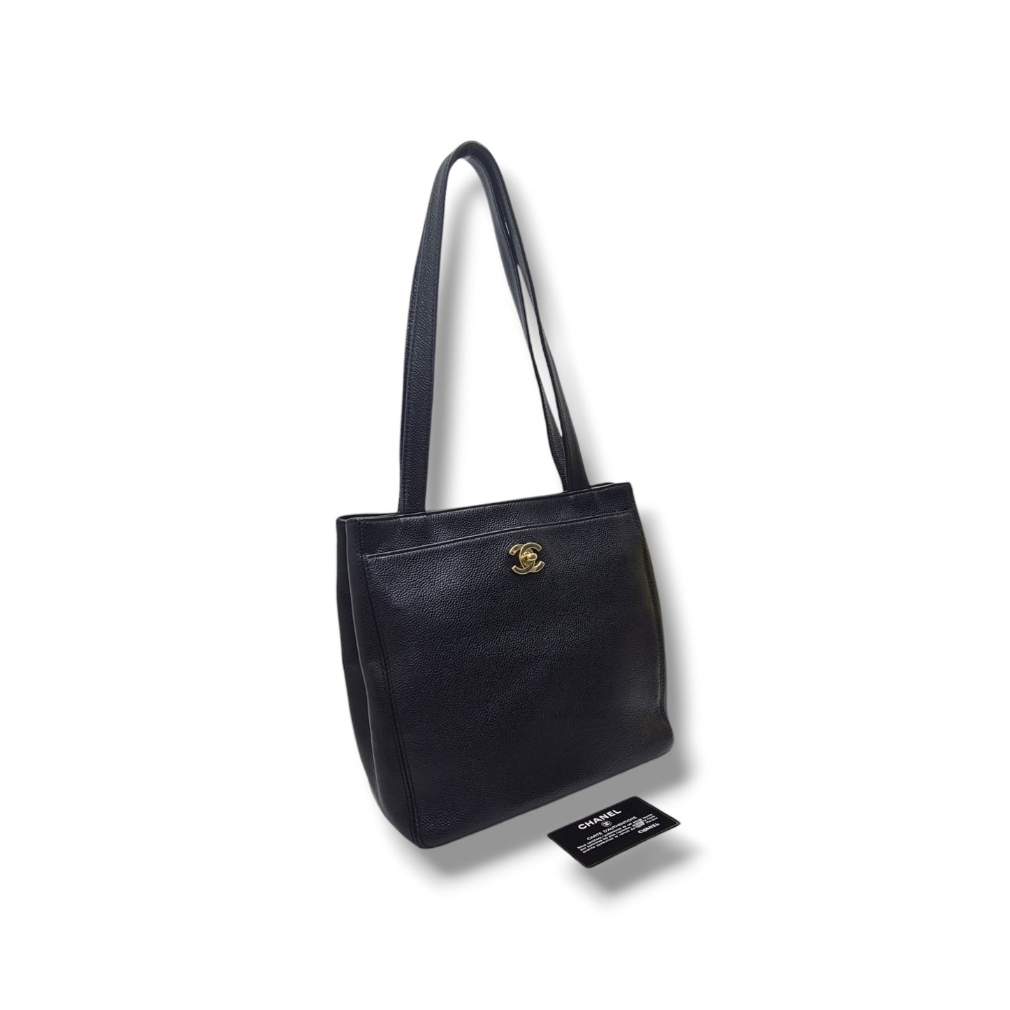 Chanel Vintage CC Turnlock Shoulder Bag Caviar Ghw (Black)