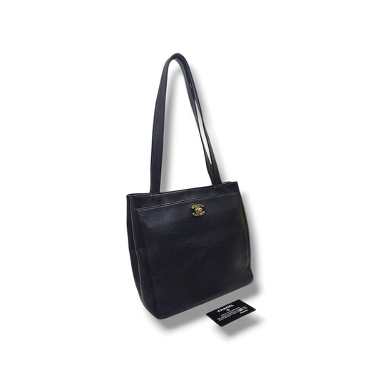 Chanel Vintage CC Turnlock Shoulder Bag Caviar Ghw (Black)