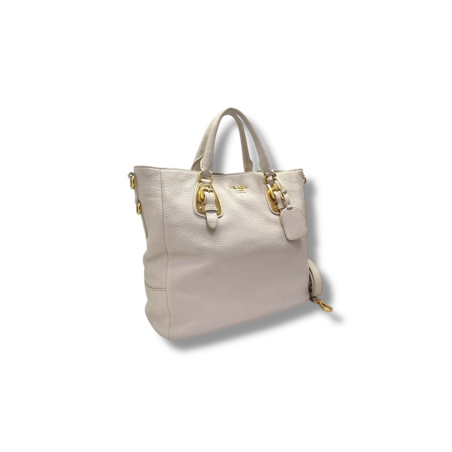 Prada Vitello Daino Tote Bag Ghw (Cream Off White)