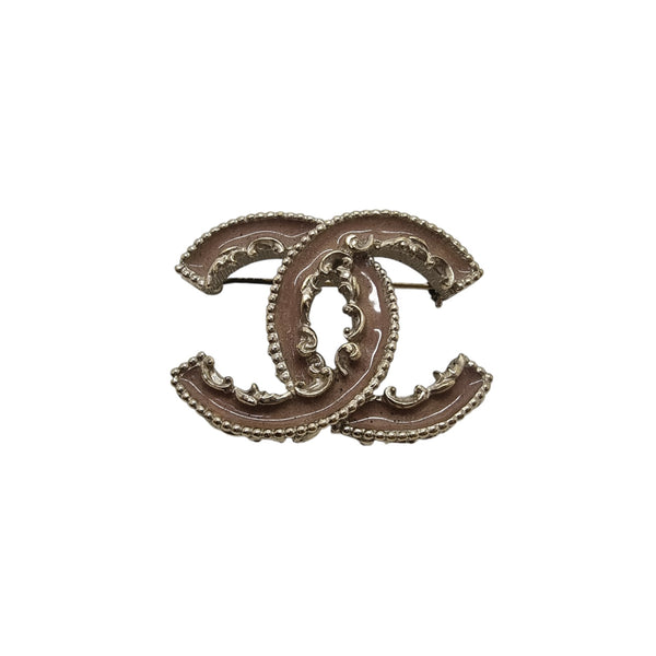 Chanel Enamel CC Baroque Brooch (Brown)