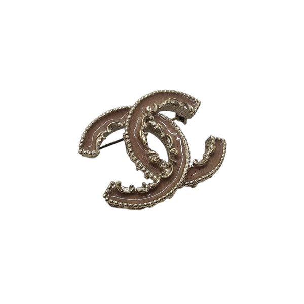 Chanel Enamel CC Baroque Brooch (Brown)