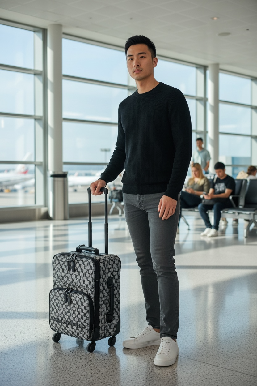 Karl Lagerfeld K/Monogram Trolley Case Bhw (Black/Grey)