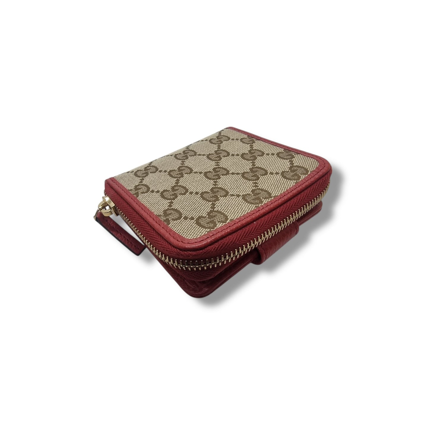 Gucci GG French Wallet Canvas Ghw (Beige/Red)