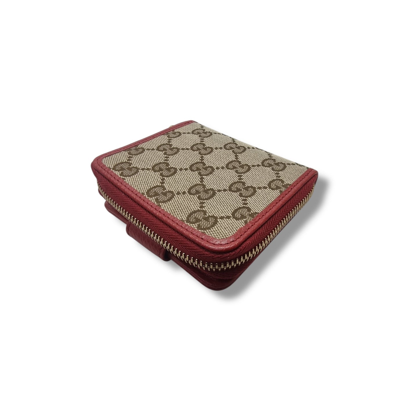 Gucci GG French Wallet Canvas Ghw (Beige/Red)