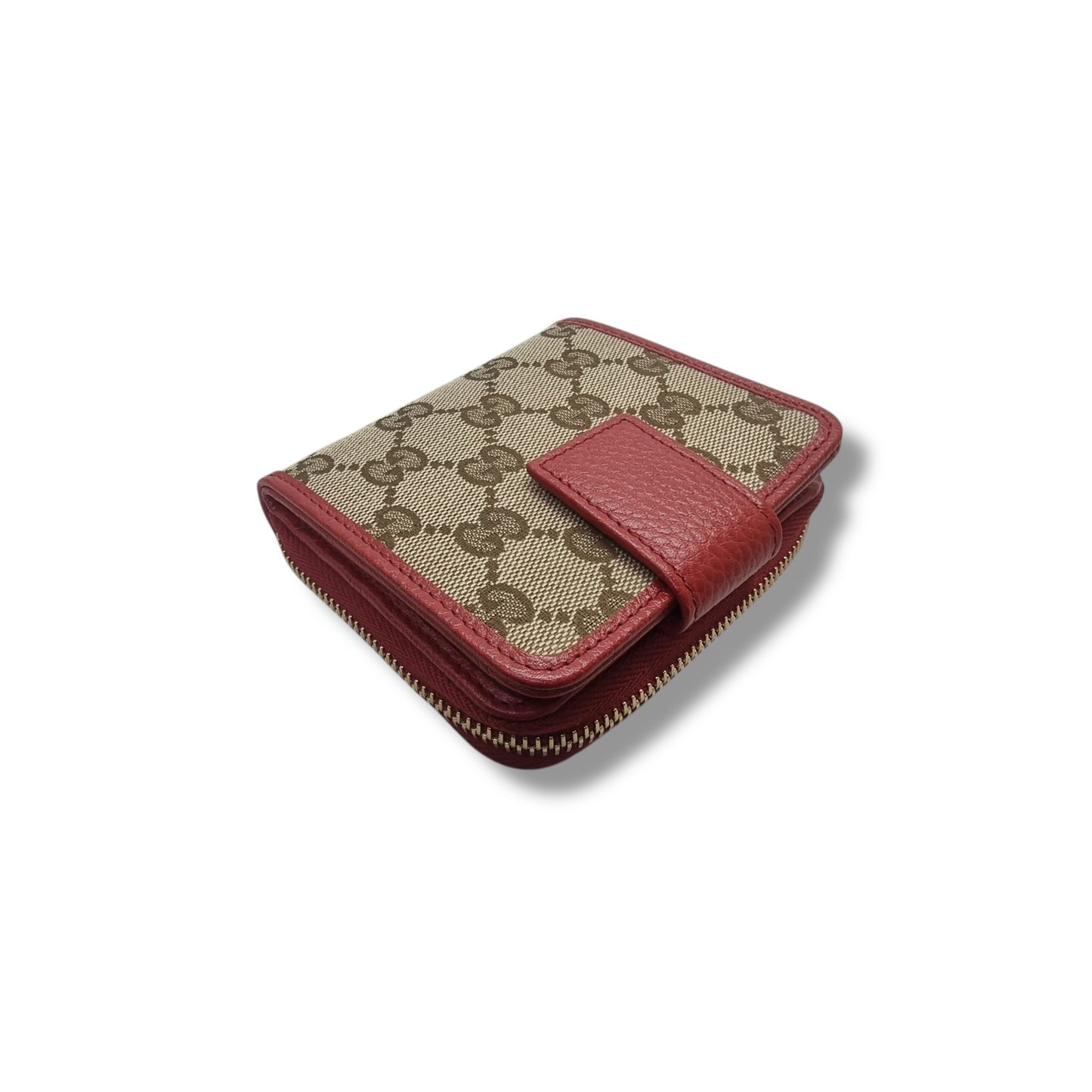 Gucci GG French Wallet Canvas Ghw (Beige/Red)