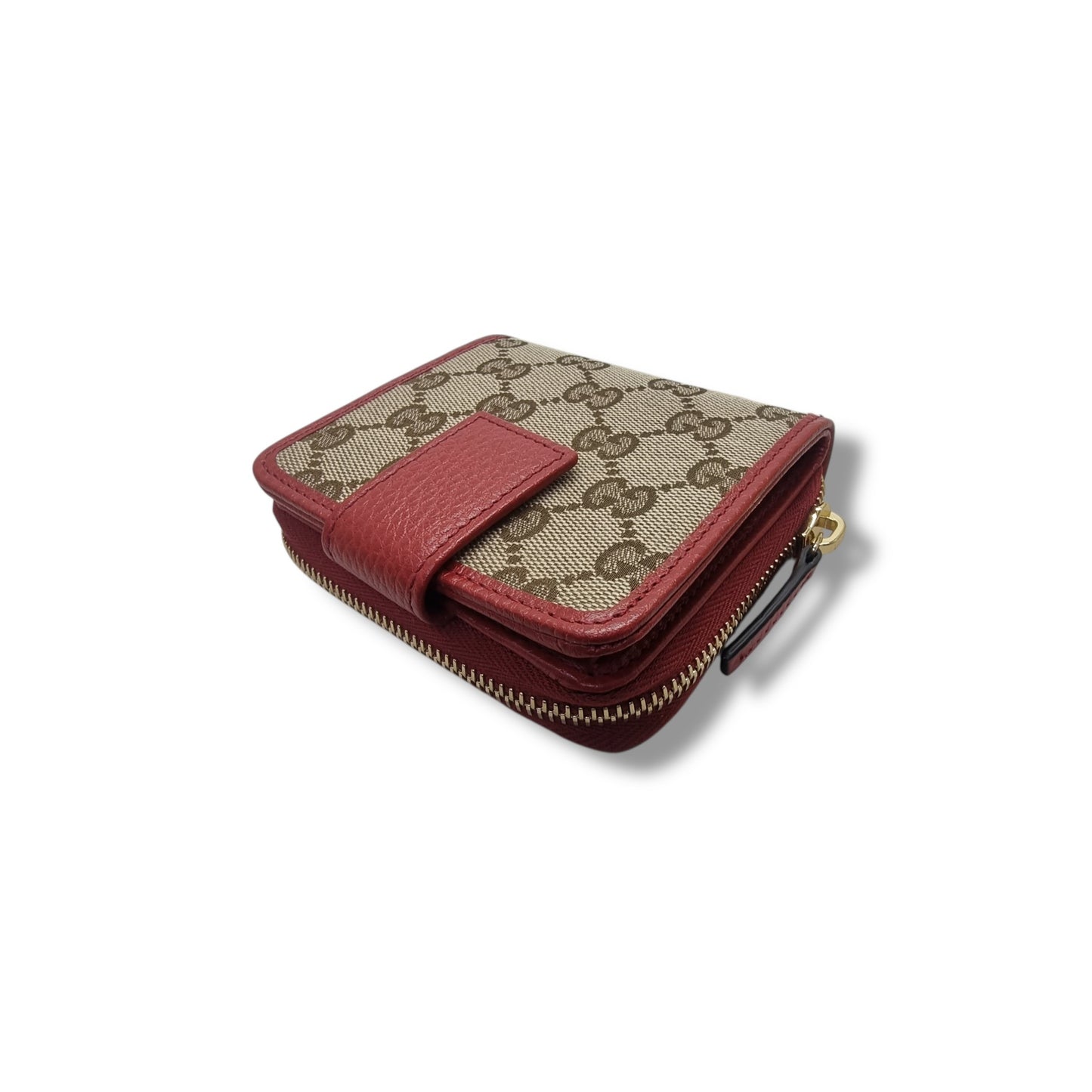 Gucci GG French Wallet Canvas Ghw (Beige/Red)